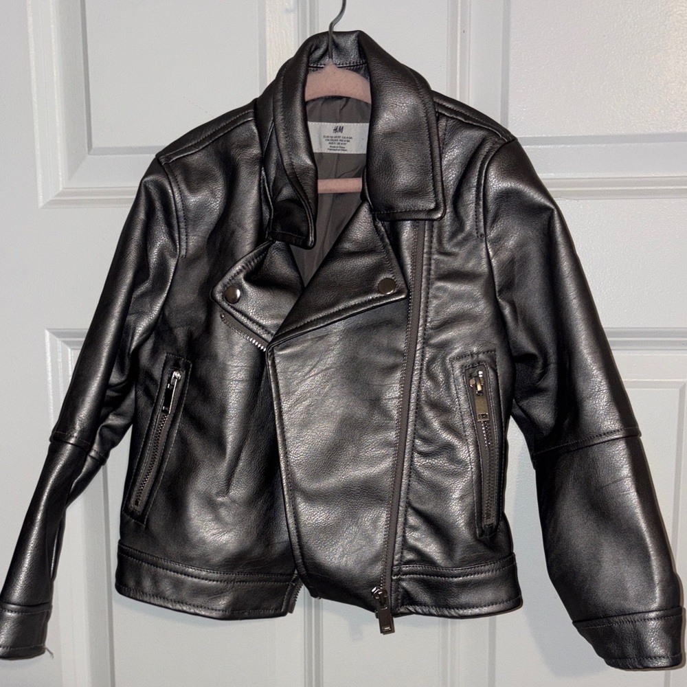 H&M Black Faux Leather Moto Jacket